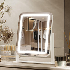 PRIMETEK vanity mirror 16x14 size enables detailed makeup prep and ample viewing