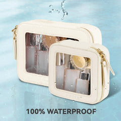 Prite Clear Makeup Bag compact size fits cosmetics on the go.