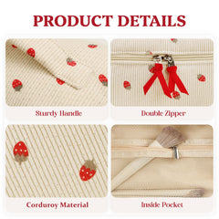 Prite floral cotton interior highlights spacious organization and clear compartments.