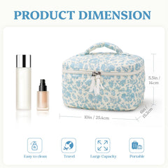 Prite cotton makeup bag durable stitching demonstrates long-lasting use in daily routines.