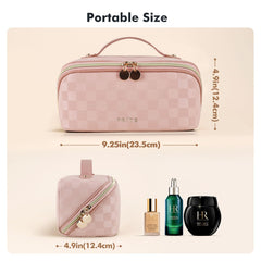 Prite Makeup Bag clear divider helps separate brushes without mess.