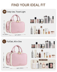 Prite makeup bag pink large open-flat design for easy packing
