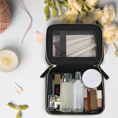 Prite makeup bag travel case with transparent panel for quick item location