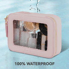 Prite pearlescent pink bag features a golden zipper for an elegant detail.