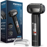 PRITECH electric foil shaver front view highlights ergonomic grip for comfortable daily use