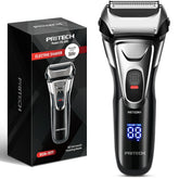 Pritech electric razor with LED display shows battery level for easy on-the-go grooming.