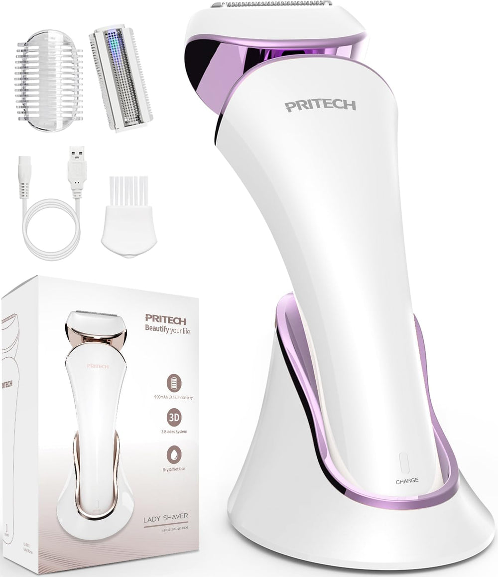 PRITECH electric razor women front view shows ergonomic design for comfortable shaving