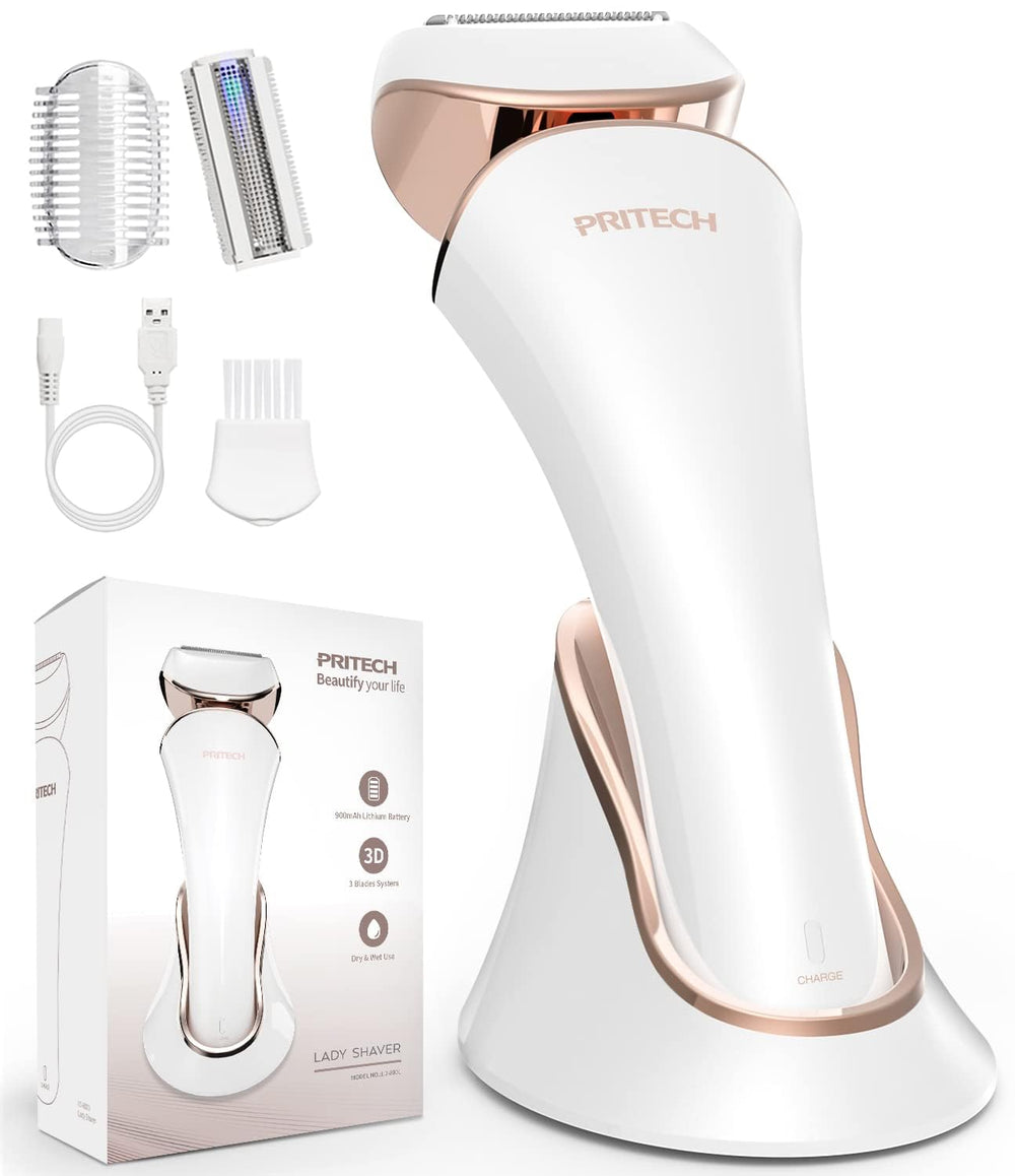 PRITECH electric razor for women with gold body, ideal for smooth legs and arms.