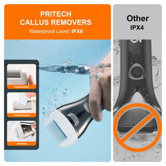 PRITECH battery display-enabled foot file shows power status for uninterrupted sessions.