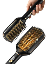 PRITECH hair straightener brush with dense bristles for faster, smoother styling.