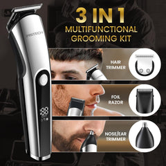 PRITECH nose ear trimmer head detail emphasizes precise trimming for nose and ears.
