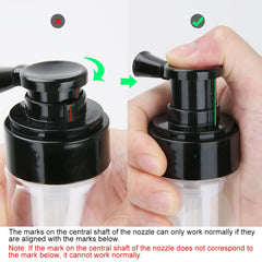 Pro Barber powder spray bottle top nozzle demonstrates locking mechanism for spill free travel.
