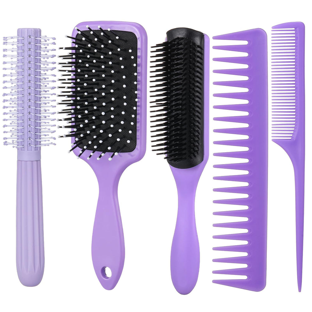 ProSuites 5Pcs Hair Brush Set packaging showing versatile brushes for wet and dry hair care.
