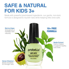 Probelle Anti-Bite matte-finish bottle highlights unisex, kid-friendly look.