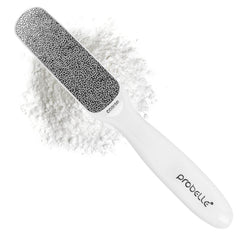 Probelle double sided nickel foot file full view for quick pedicures.