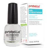 Probelle Nail Strengthener bottle closeup shows clear protective formula for nails.