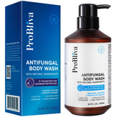 ProBliva antifungal body wash label closeup highlighting antifungal protection.