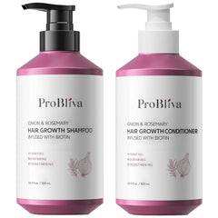 ProBliva Shampoo bottle with onion-rosemary-biotin blend for scalp nourishment.