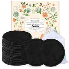 ProCIV reusable makeup remover pads pack close-up showing soft bamboo fibers for gentle cleansing