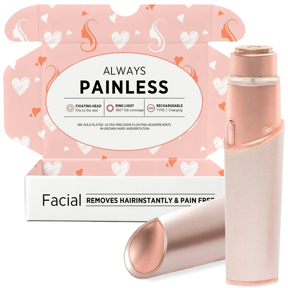 Profeir facial hair removal device in rose gold, compact for on-the-go touch-ups.