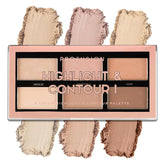 Profusion Cosmetics 6 Shade Highlight & Contour Palette open compact for precise sculpting on light to medium skin