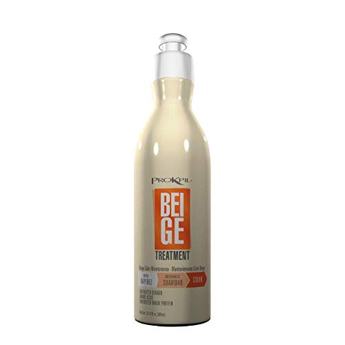 Prokpil beige color hair treatment bottle for color maintenance and shine.