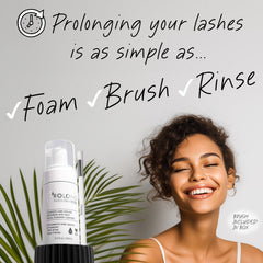 PROLONG LASH bottle on lashes demonstrating home or salon use