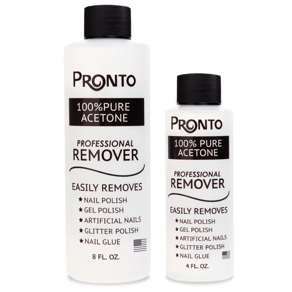 Pronto 100% Acetone Gel Nail Remover bottle delivers fast salon-grade polish removal at home