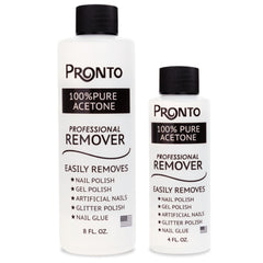Pronto 100% Acetone Gel Nail Remover bottle delivers fast salon-grade polish removal at home