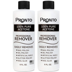 Pronto acetone remover bottle pouring for fast gel polish removal