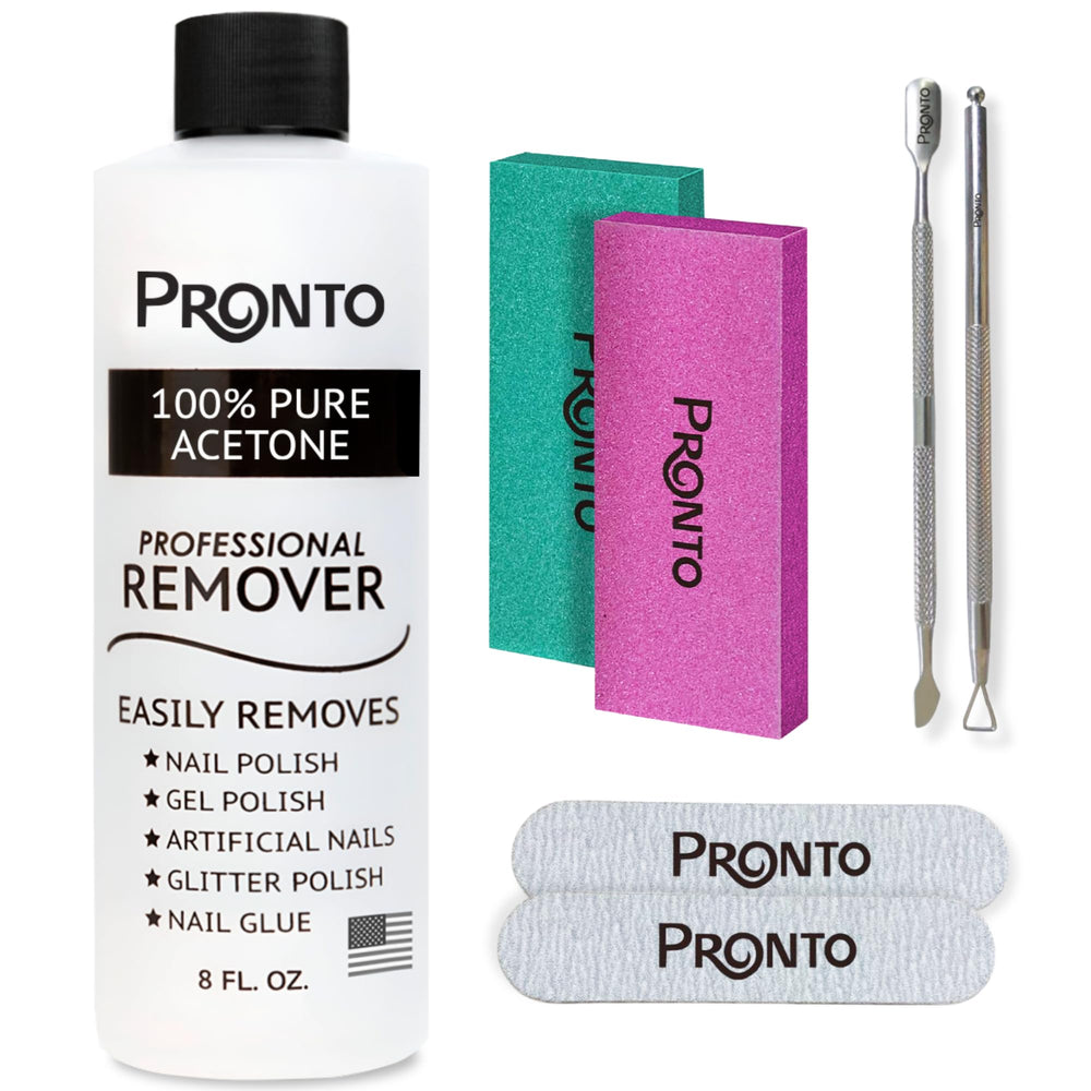 Pronto acetone nail polish remover 8oz bottle for quick, professional removal at home
