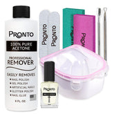 Pronto Gel Nail Polish Remover Kit 8oz bottle highlights quick gel removal for home manicures.