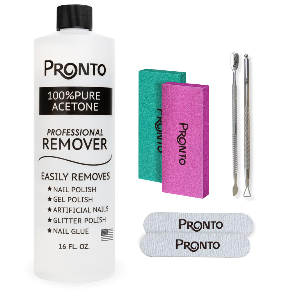 Pronto Pure Acetone 16 oz bottle for fast gel polish removal at home
