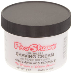 Pro-Shave brushless cream application demonstrates smooth spreading for comfortable prep.