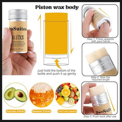 ProSuites hair wax stick shown with ingredients label for easy, even application.
