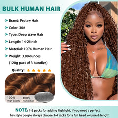 Protaw boho braiding hair 20in ginger brown bundle pack highlights full-volume styling.