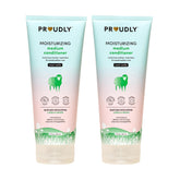 PROUDLY Moisturizing Wavy & Curly Hair Baby Conditioner bottle pour for smooth, lightweight curls.