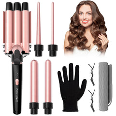Prubensic 5in1 curling iron pink housing enabling versatile styling across waves and curls