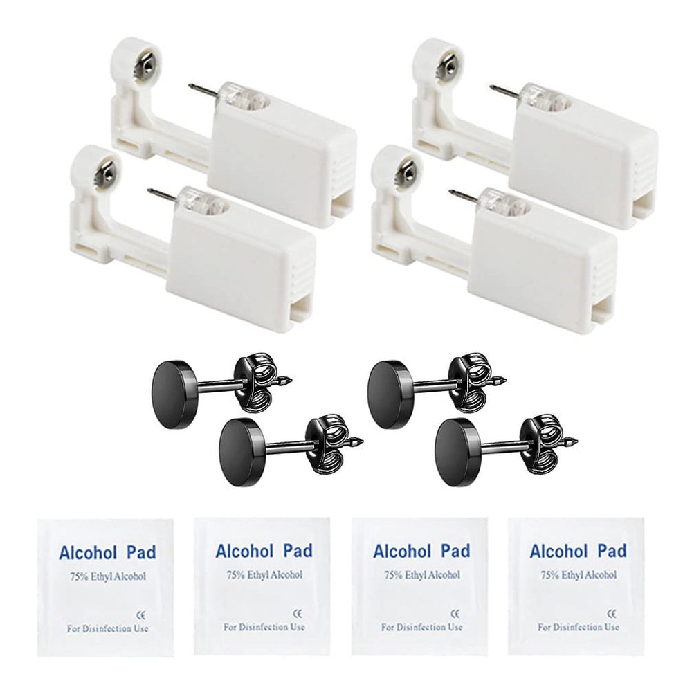PSAakon self ear piercing gun kit with 4-pack includes black stud earrings for at-home piercing.