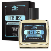 Ptoso Her Loss bottle front showcases premium fragrance for confident first impressions.