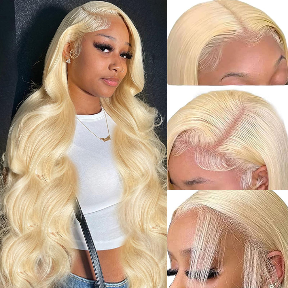 PUHPUH 30inch 613 lace-front wig body wave blonde for versatile styling and fullness.