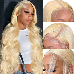 PUHPUH 30inch 613 lace-front wig body wave blonde for versatile styling and fullness.