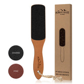 Pumice Valley foot file handle for an ergonomic grip and easy callus removal at home.