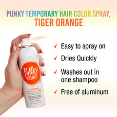 Punky Tiger Orange spray application demonstrates subtle roots or bold streaks.