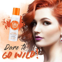 Punky Tiger Orange streak detail highlights bold color accents on hair.