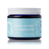 PurO3 ozonated jojoba oil bottle shows hydrating skincare for face and body