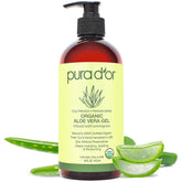 PURA D'OR Aloe Vera Gel lemongrass bottle provides organic hydration for skin