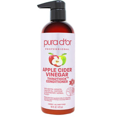PURA D'OR Apple Cider Vinegar Conditioner bottle promotes shine and scalp detox.