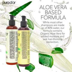 PURA D'OR argan oil-tea tree-rosemary ingredients label — botanical blend for scalp nourishment.