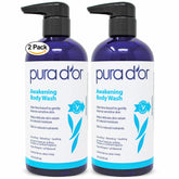 PURA D'OR Awakening Body Wash bottle front offers a refreshing cleanse for hydrated skin